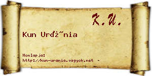 Kun Uránia névjegykártya